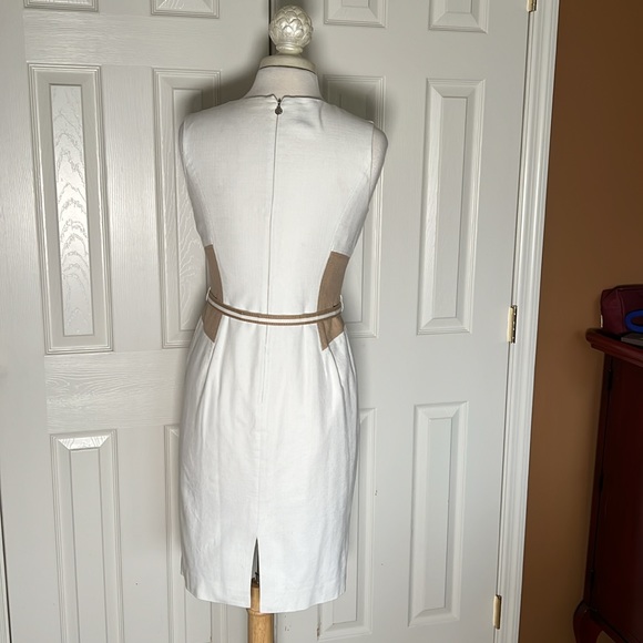 Anne Klein white & tan sleeveless career dress size 6. - Picture 2 of 9